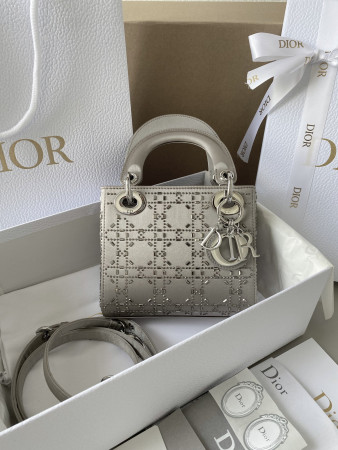 MINI LADY DIOR BAG GRAY 6.5 X 6 X 3 INCHES