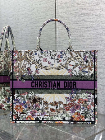 Dior Book Tote  Ecru Multicolor Dior 4 Saisons Été Soleil Embroidery 42 x18 x35cm