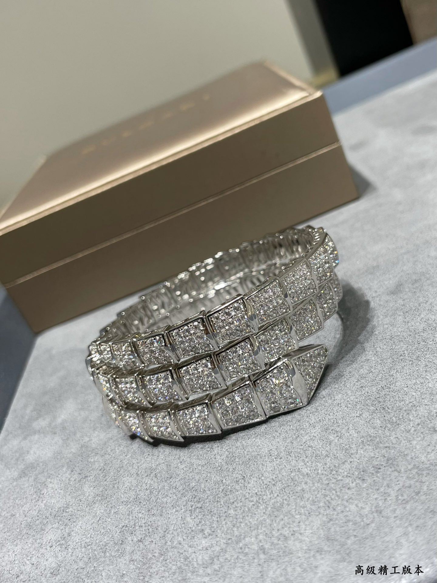 Bvlgari Wide version three circles full diamond snake Bracelet