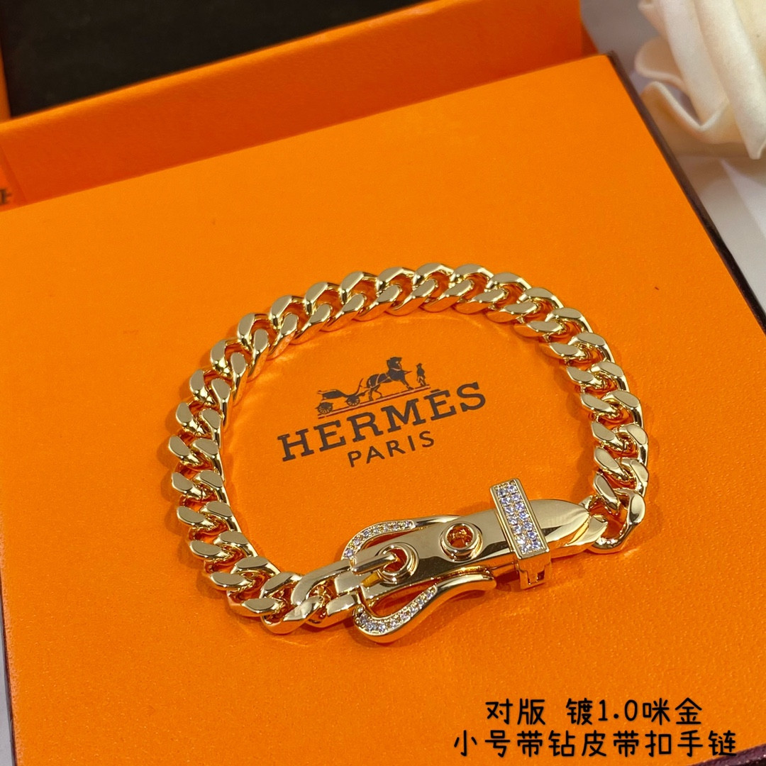 Hermès Small Diamond-Encrusted Belt Bracelet