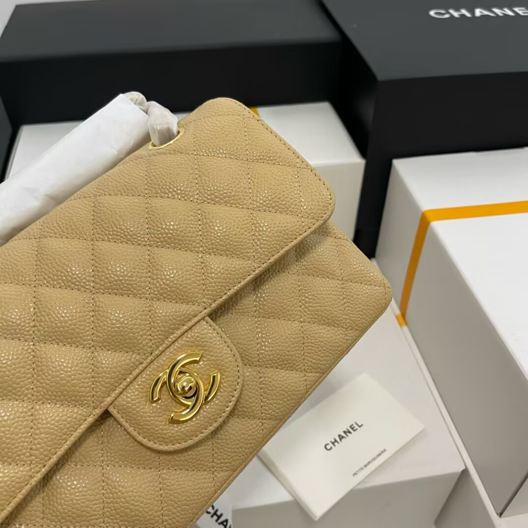 CHANEL SMALL CLASSIC HANDBAG GRAINED CALFSKIN 14.5×23×6cm