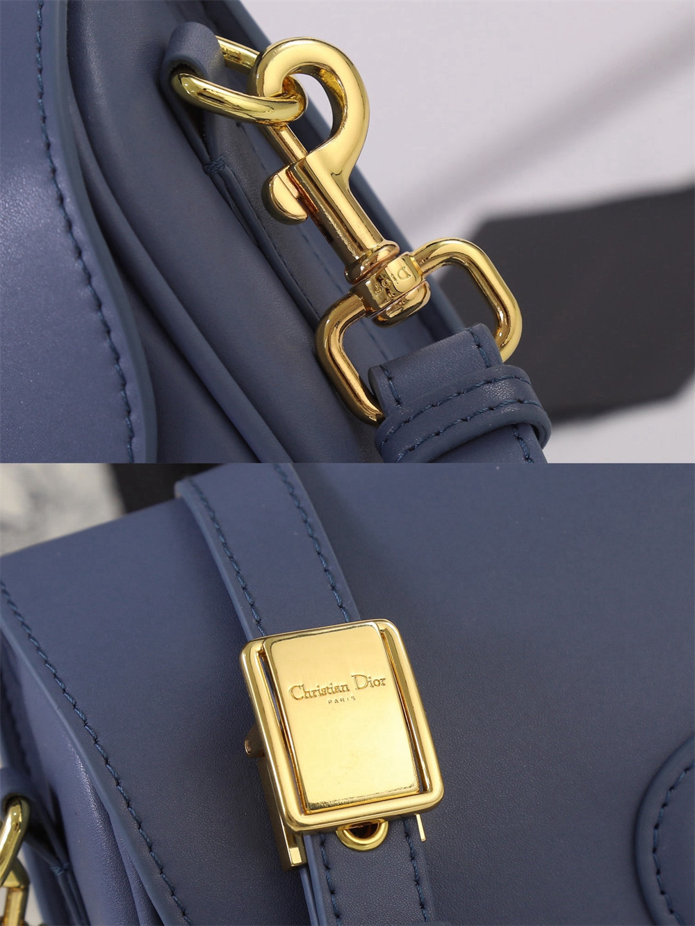 MEDIUM DIOR BOBBY BAG Navy Box Calfskin