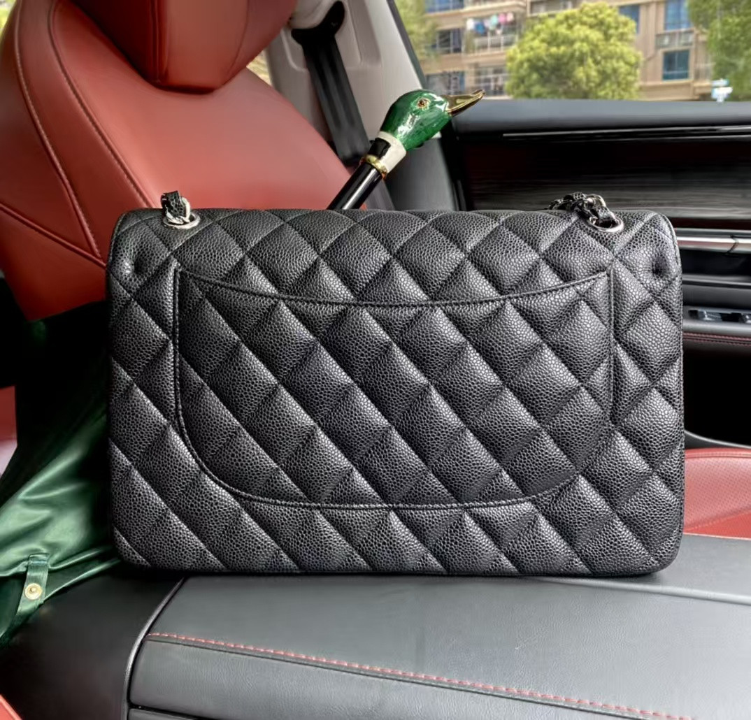 Chanel Classic Flap Jumbo 30cm CF Black Silver 19.5x30x10cm