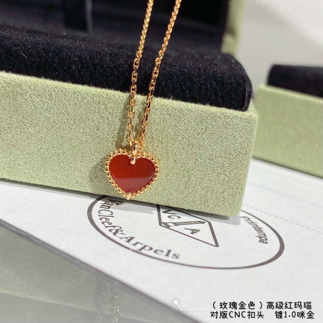 Van Cleef & Arpels Red Agate Heart-Shaped Love Necklace