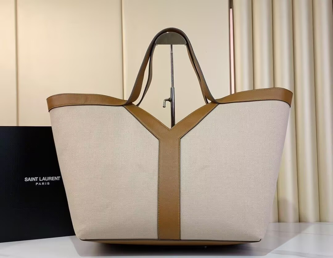 YSL Y Tote In Canvas And Leather 37×32×7cm