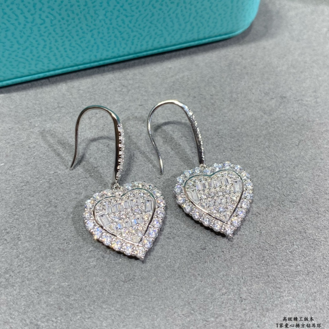 Tiffany & Co. Trapezoid Heart Drop Earrings Ag925