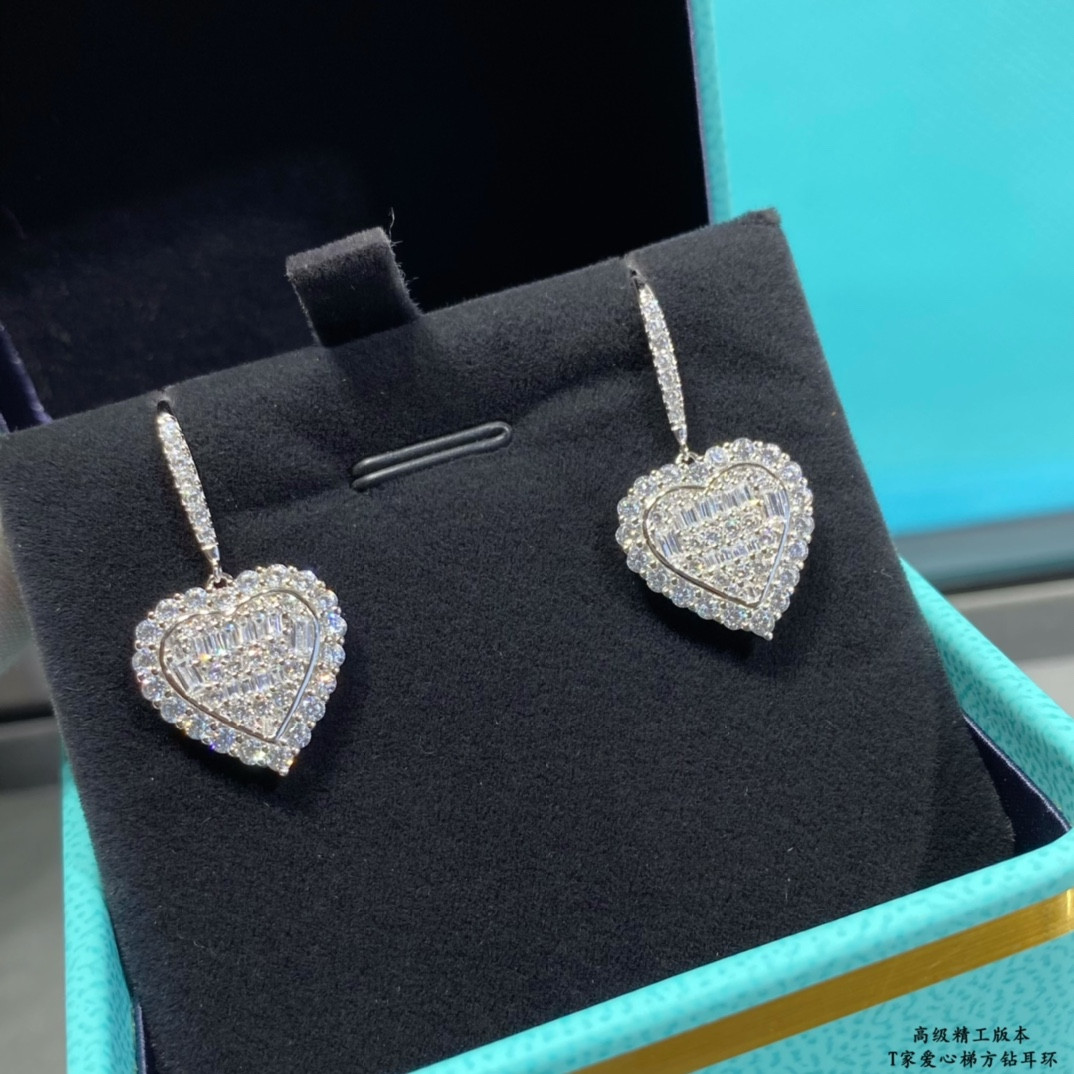 Tiffany & Co. Trapezoid Heart Drop Earrings Ag925