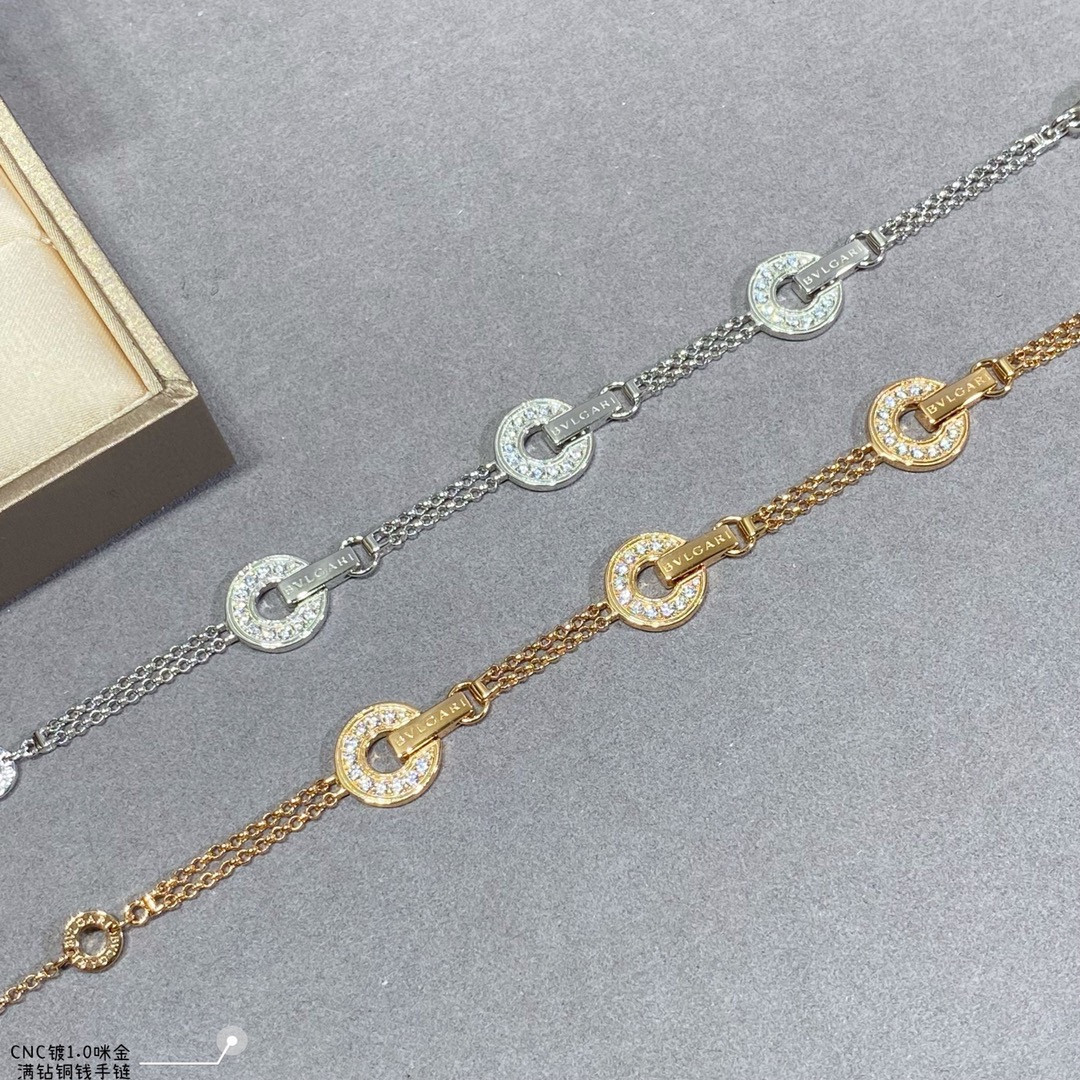 Bvlgari Full diamond copper coin Bracelet