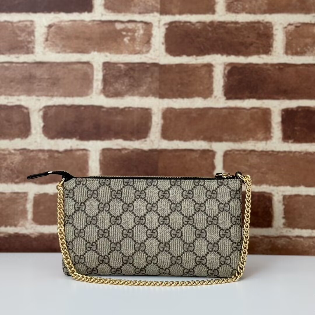 Gucci Chain Wristlet Wallet GG Coated Canvas 22.5x13x2.5cm