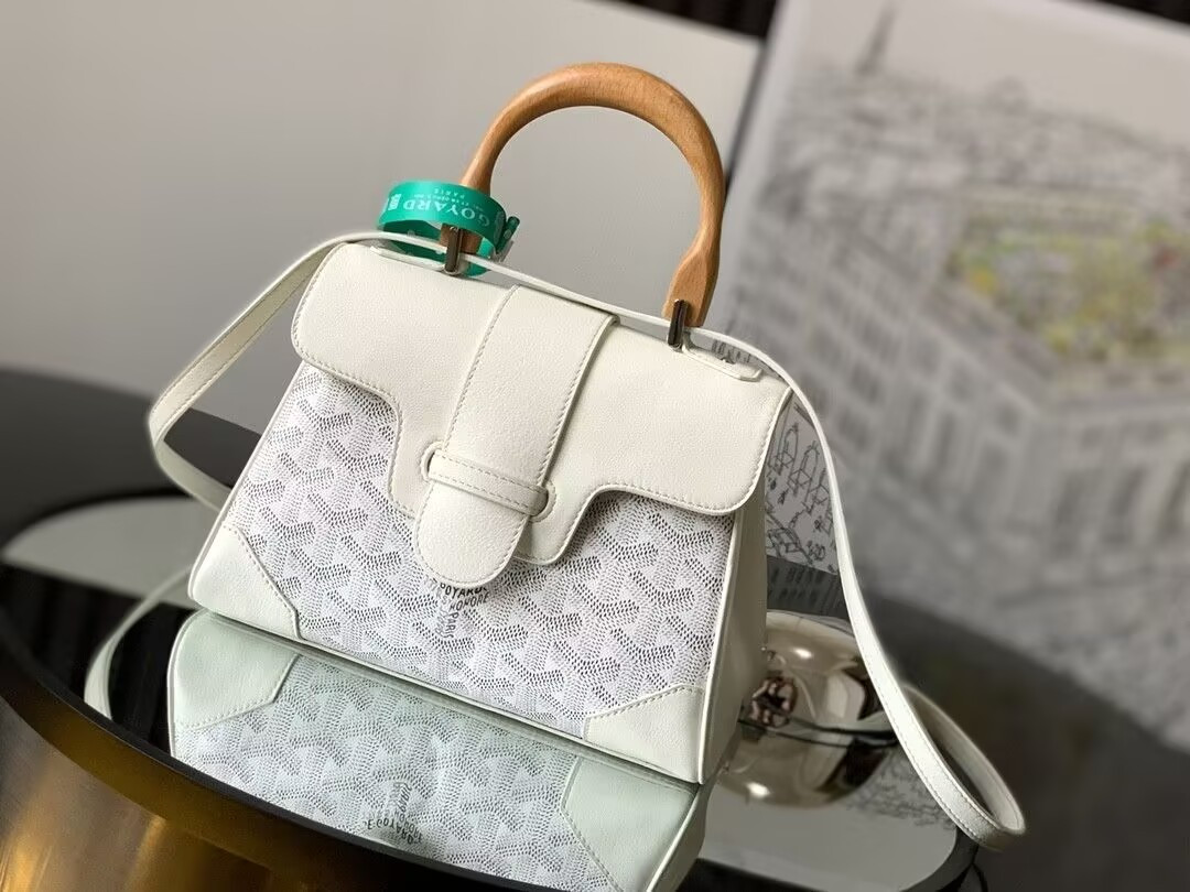 Goyard White Mini Goyardine Saigon Souple 15x20x7cm