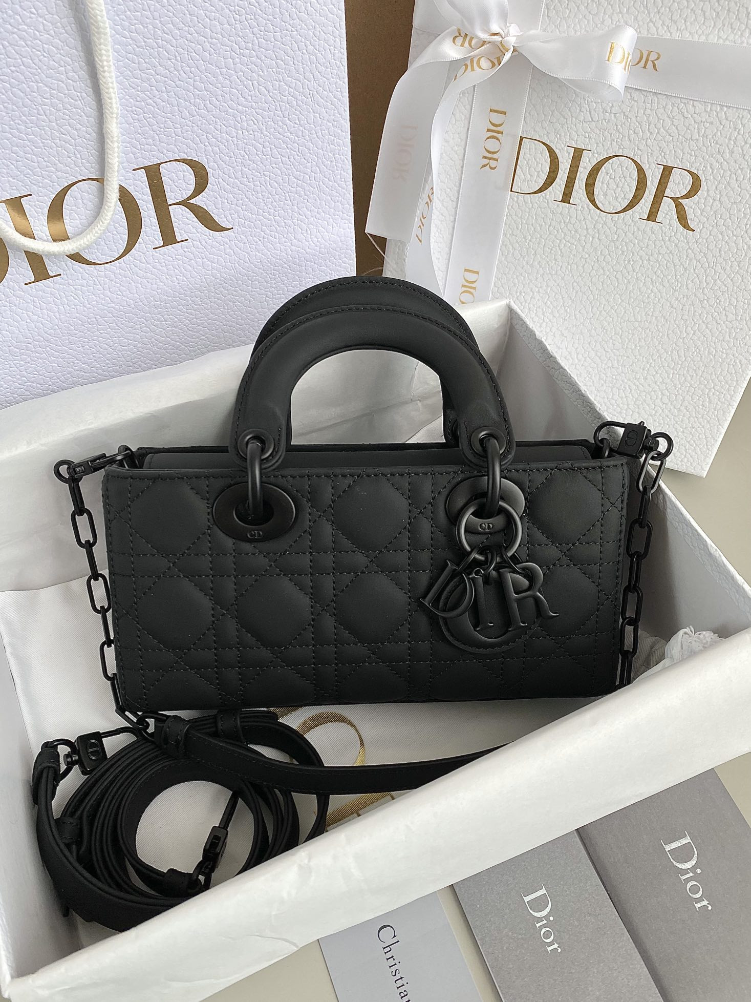 DIOR SMALL LADY D-JOY BAG Ultramatte Black Cannage Calfskin