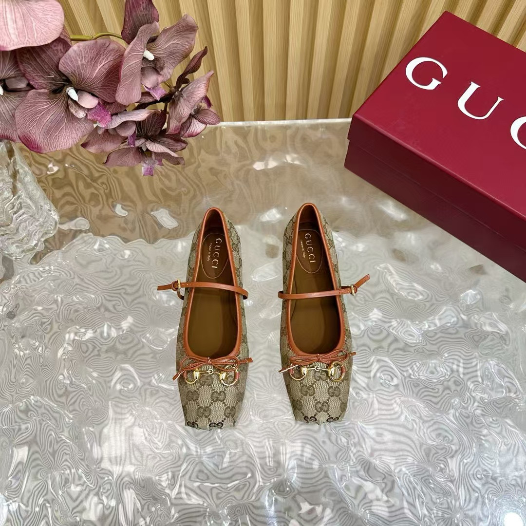 UA Gucci Horsebit GG canbas Ballet Flats