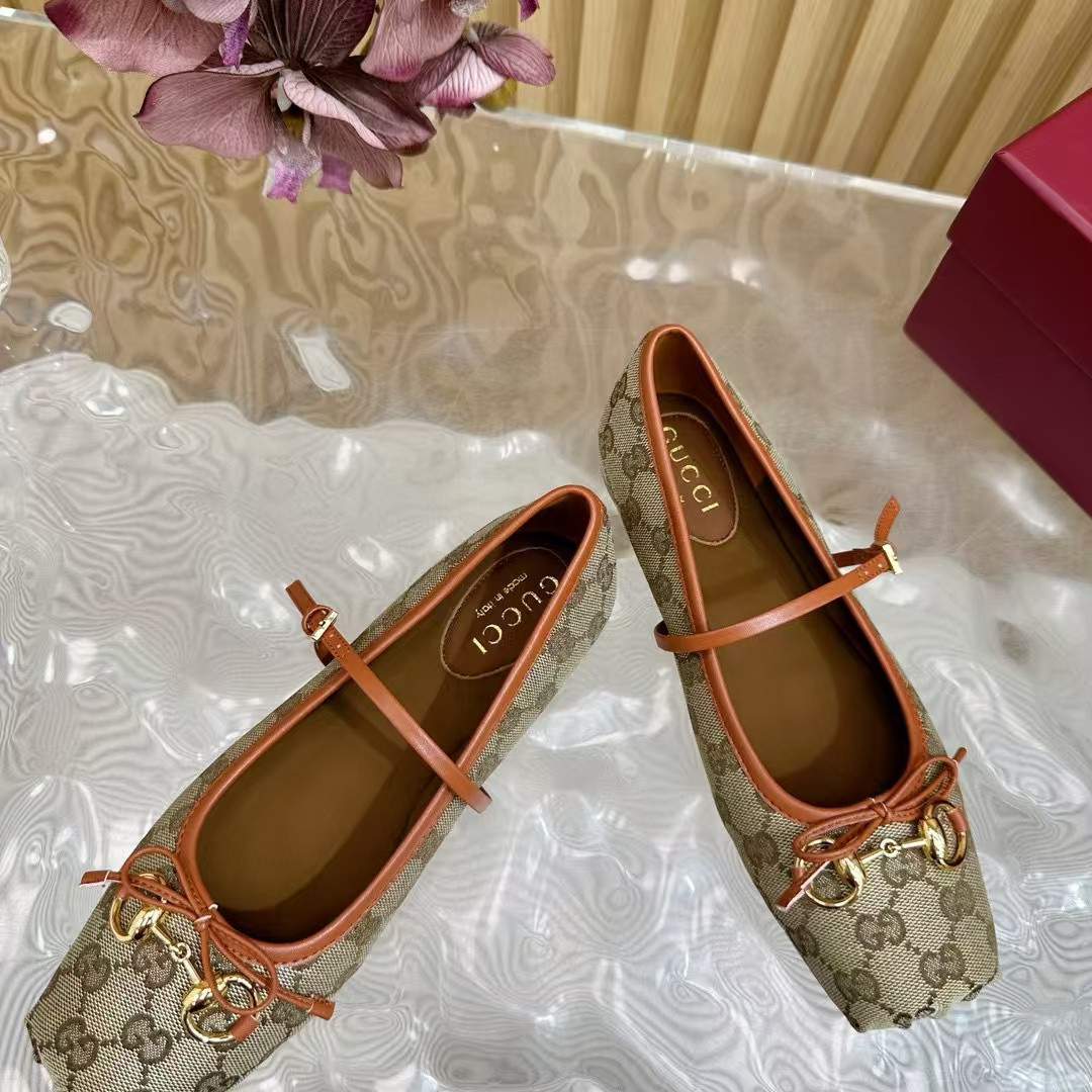 UA Gucci Horsebit GG canbas Ballet Flats