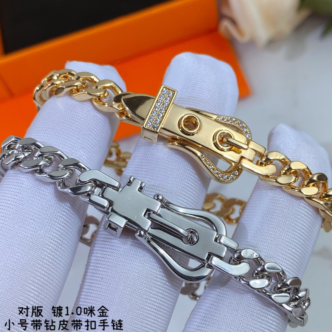 Hermès Small Diamond-Encrusted Belt Bracelet