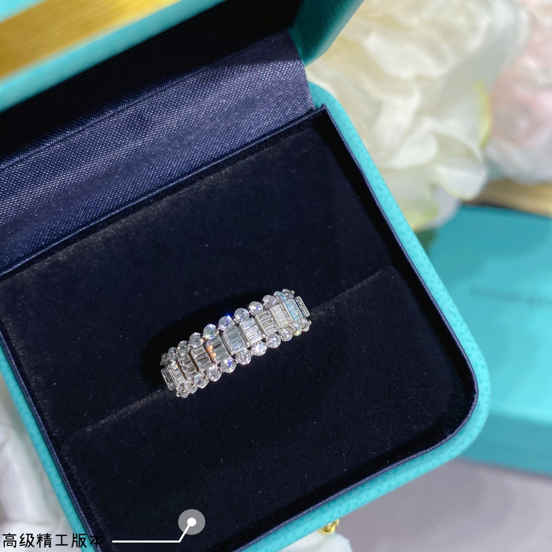 Tiffany & Co. Triple-Row Diamond Eternity Ring Ag925