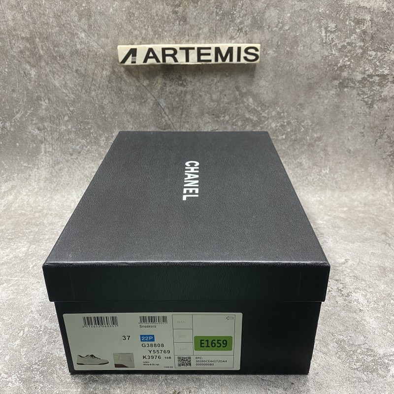 Chanel 22P Trainer White Dark Red