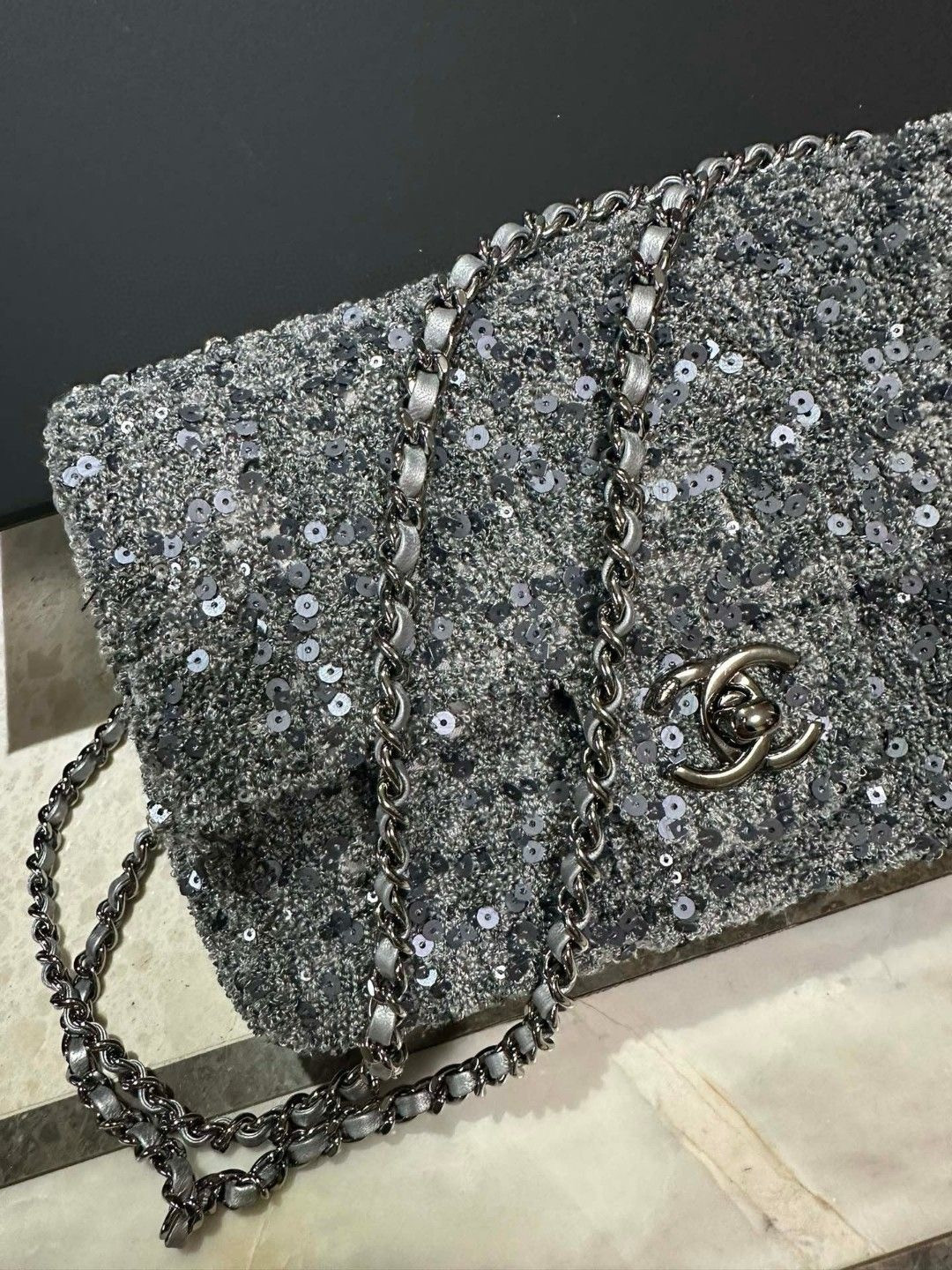 Chanel Sequin Flap Bag 20CM