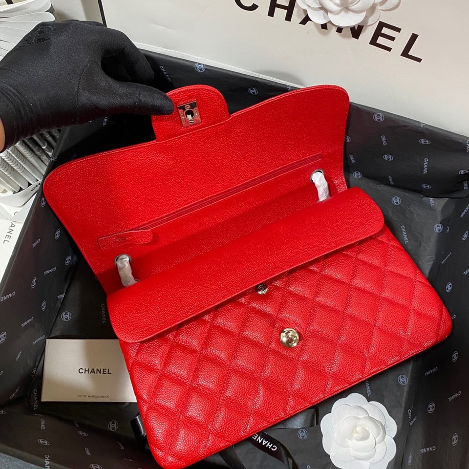 Chanel Classic Flap Jumbo 30cm CF Red Silver7.6 × 11.7 × 3.9 in