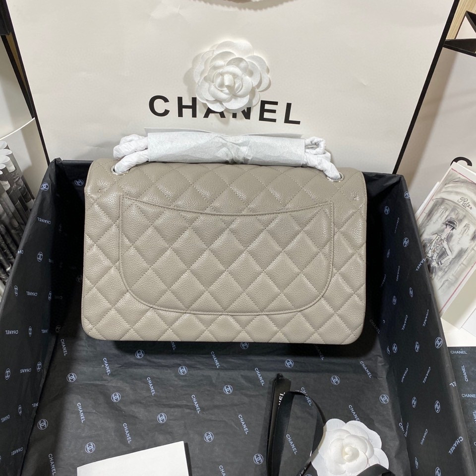 Chanel Classic Flap Jumbo 30cm CF Grey Silver  7.6 × 11.7 × 3.9 in