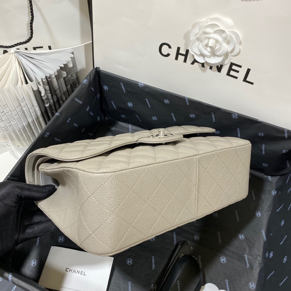 Chanel Classic Flap Jumbo 30cm CF Grey Silver  7.6 × 11.7 × 3.9 in