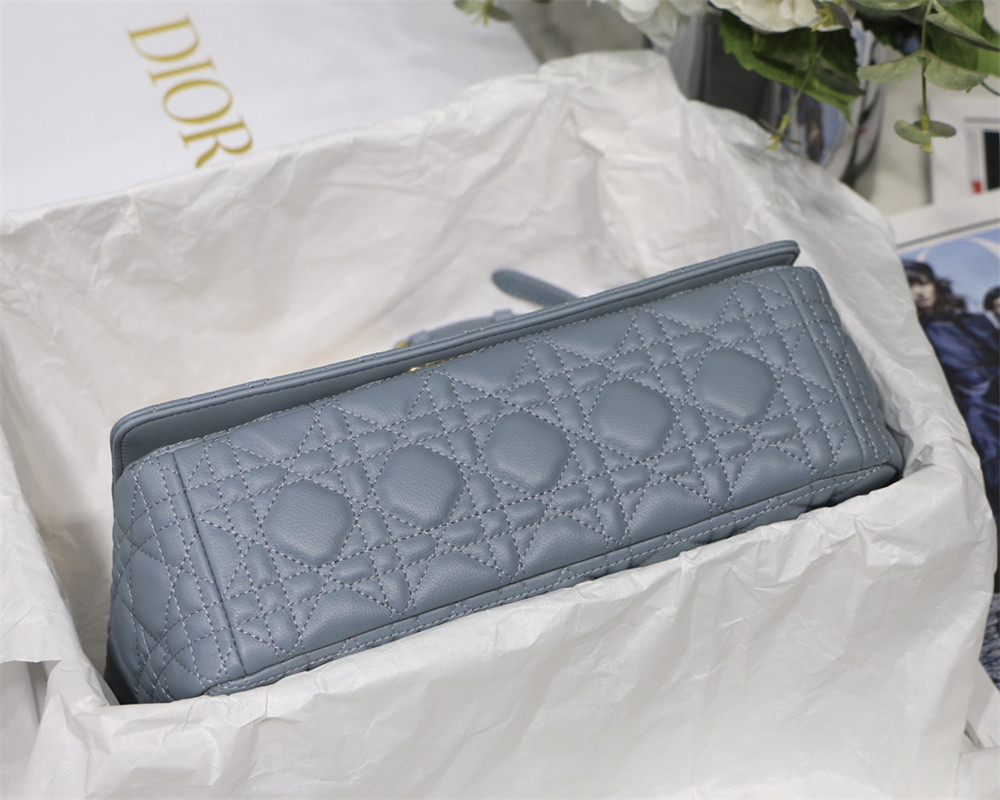 LARGE DIOR CARO BAG Light Blue Supple Cannage Calfskin 29 x 18 x 10 cm