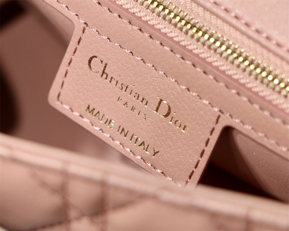 SMALL DIOR CARO BAG PINK Supple Cannage Calfskin With Silver Hardware 20 x 12 x 7 cm