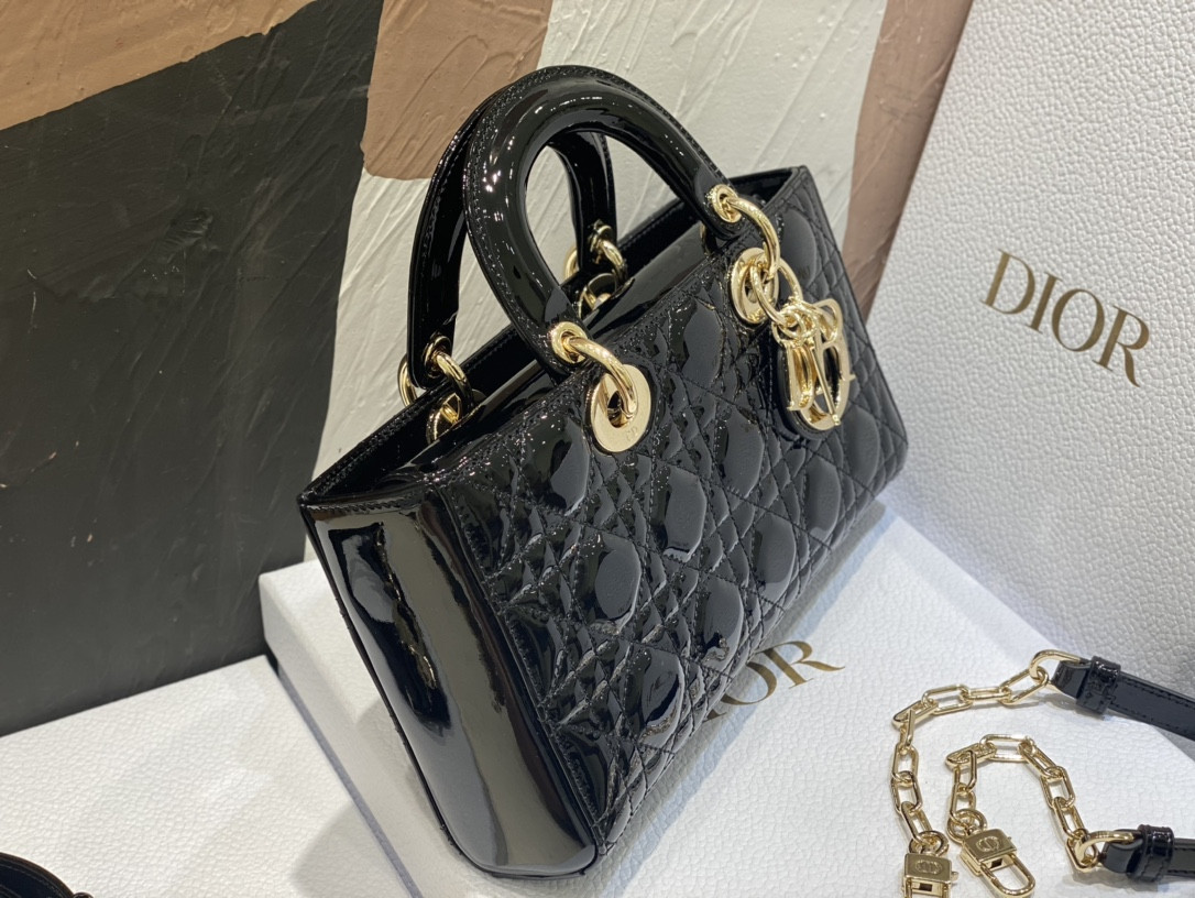 DIOR SMALL LADY D-JOY BAG Black Patent