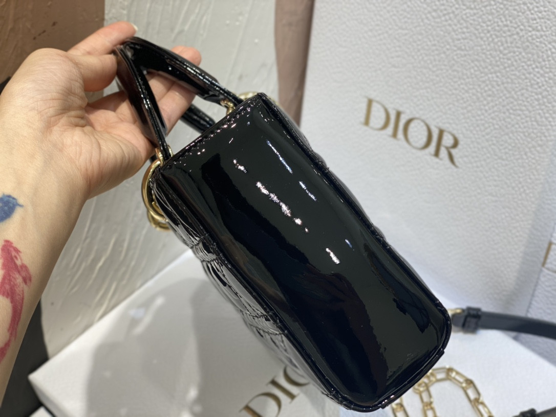 DIOR SMALL LADY D-JOY BAG Black Patent