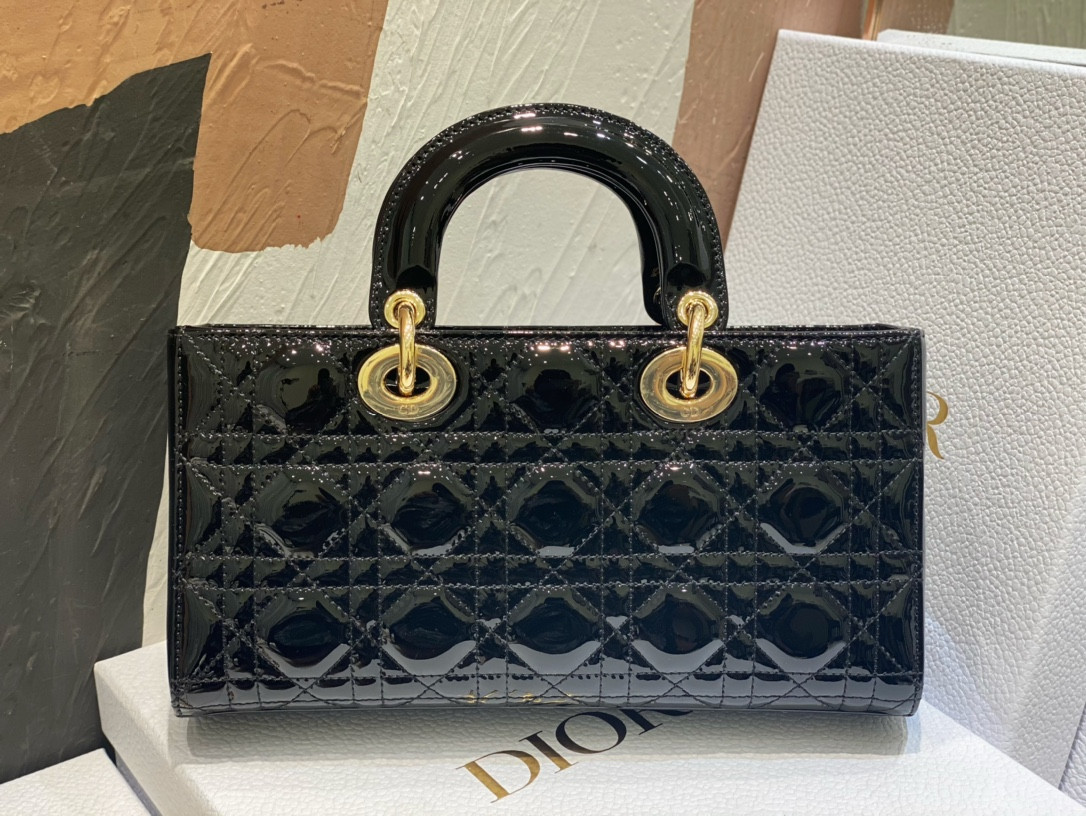 DIOR SMALL LADY D-JOY BAG Black Patent