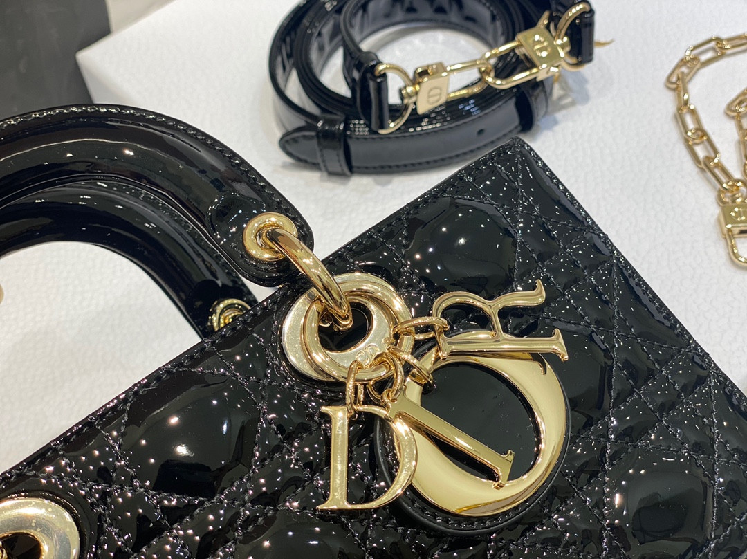 DIOR SMALL LADY D-JOY BAG Black Patent