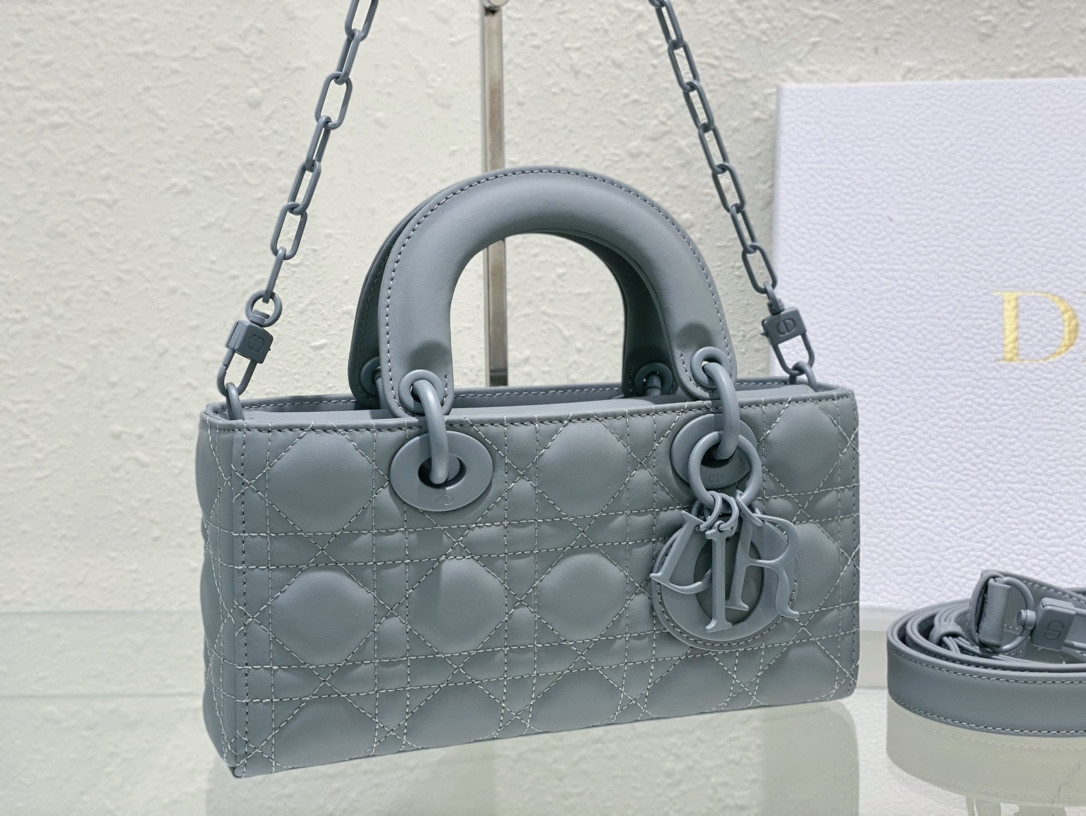 DIOR SMALL LADY D-JOY BAG Ultramatte Grey Cannage Calfskin