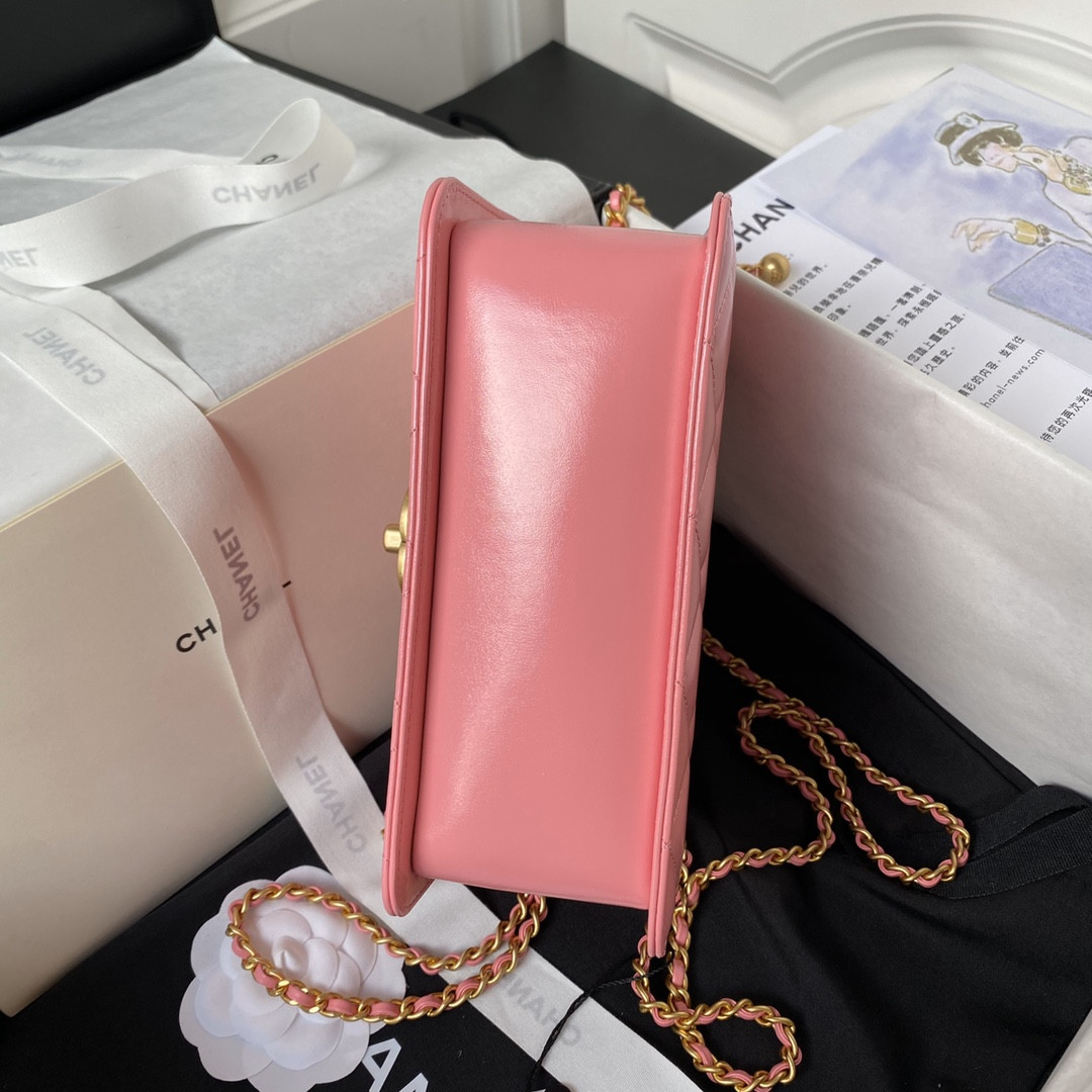 CHANEL MINI FLAP BAG PINK 12×19×8cm