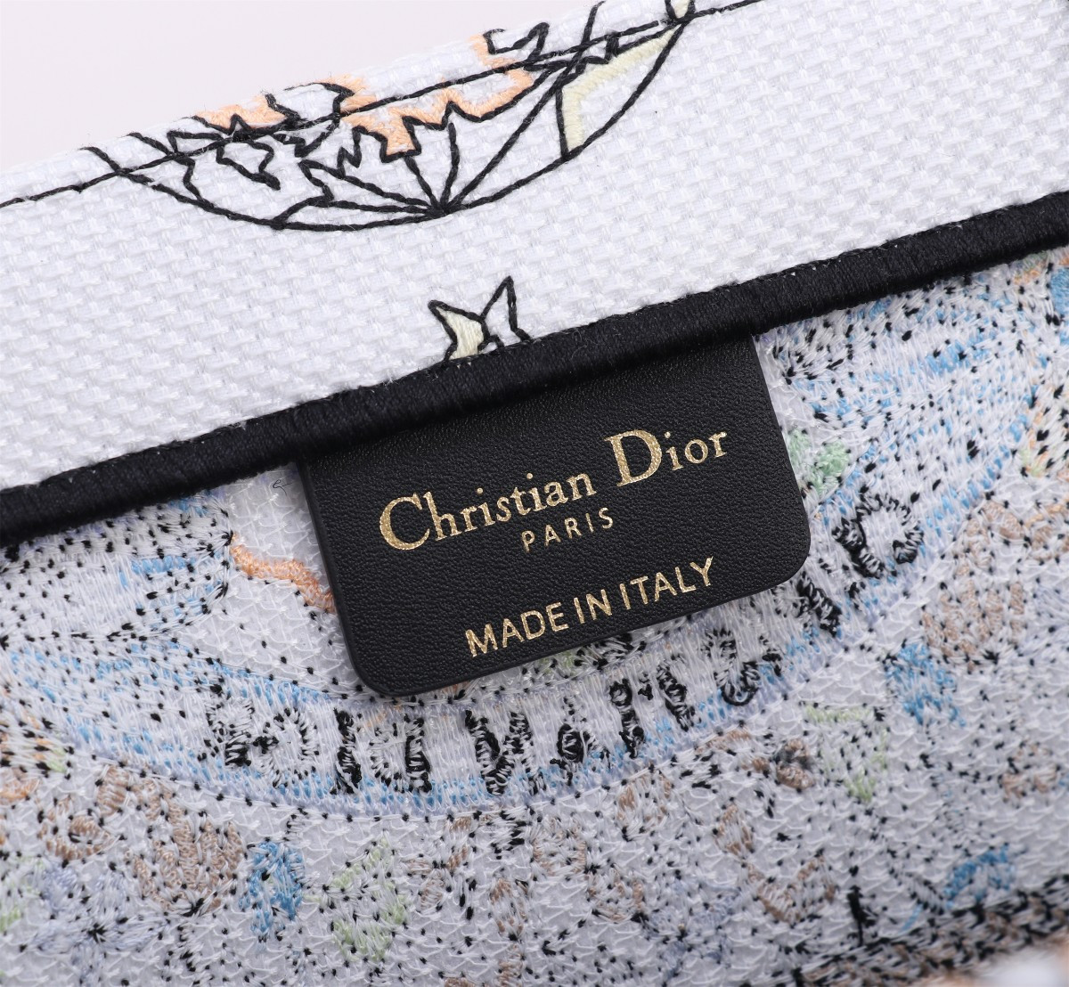 Medium Dior Book Tote  White Multicolor Toile de Jouy Mexico Embroidery 14 x 11 x 6.5 inches
