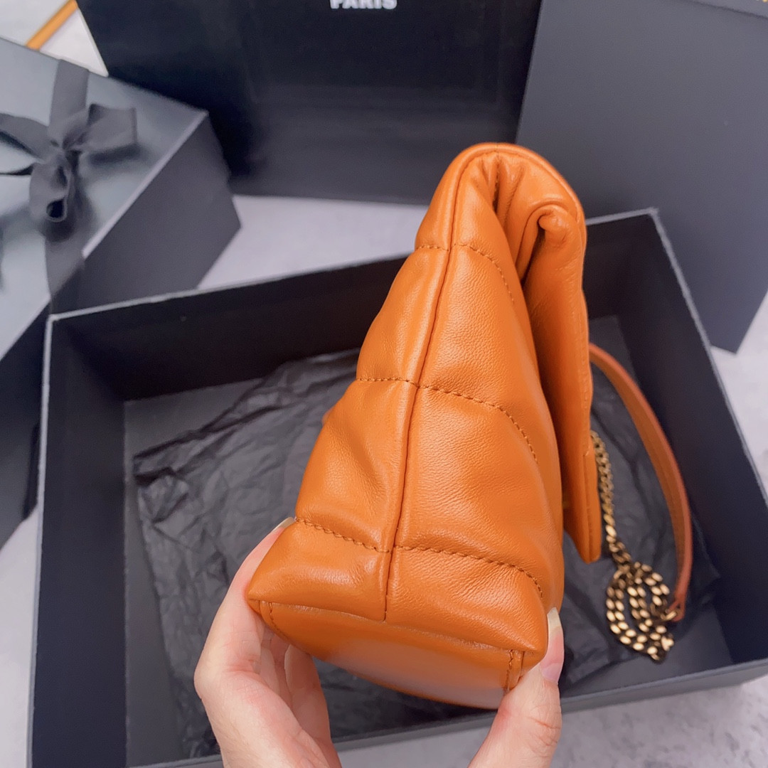 YSL PUFFER IN LEATHER ORANGE 23 X 15.5 X 5.8 CM