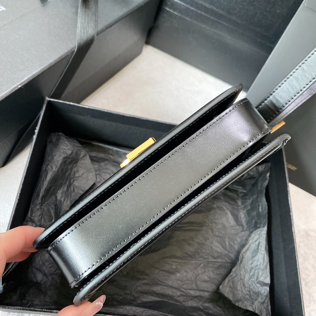 YSL SOLFERINO SMALL SATCHEL IN BOX SAINT LAURENT BLACK 7.4 X 5.1 X 1.9 INCHES