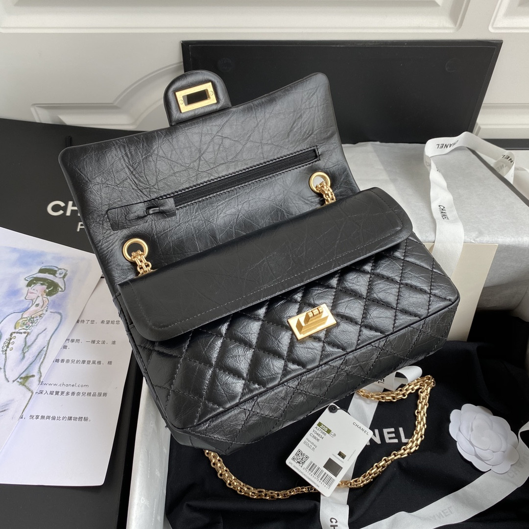 CHANEL 2.55 HANDBAG Black 6.2 × 9.4 × 2.9 in