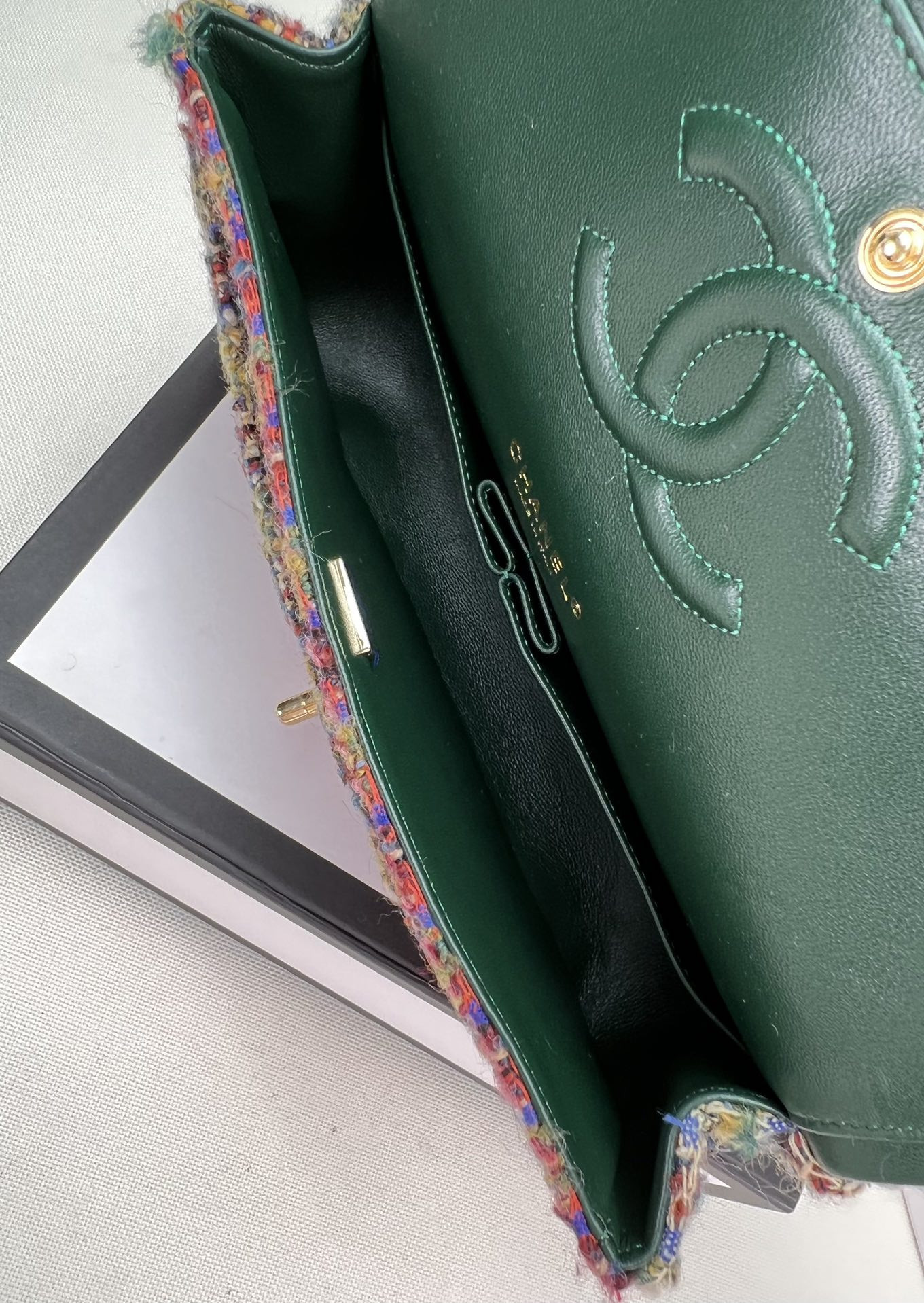 CHANEL CLASSIC 11.12 HANDBAG Tweed & Gold-Tone Metal   6 × 9.9 × 2.5 in