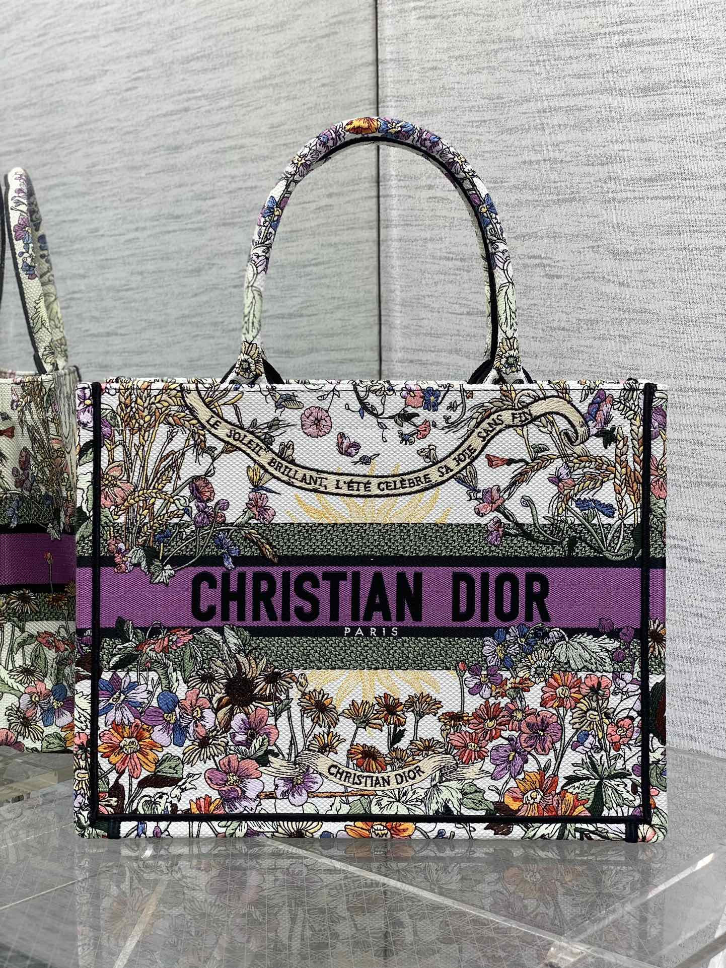 Medium Dior Book Tote  Ecru Multicolor 36 x 27.5 x 16.5 cm