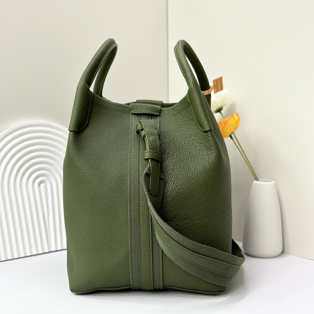 Loro Piana Large Bale Bag Grained Calfskin 24 x 20 x 27 cm