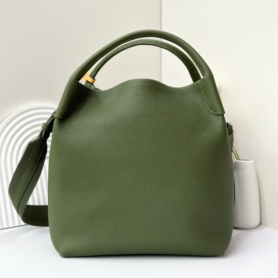 Loro Piana Large Bale Bag Grained Calfskin 24 x 20 x 27 cm