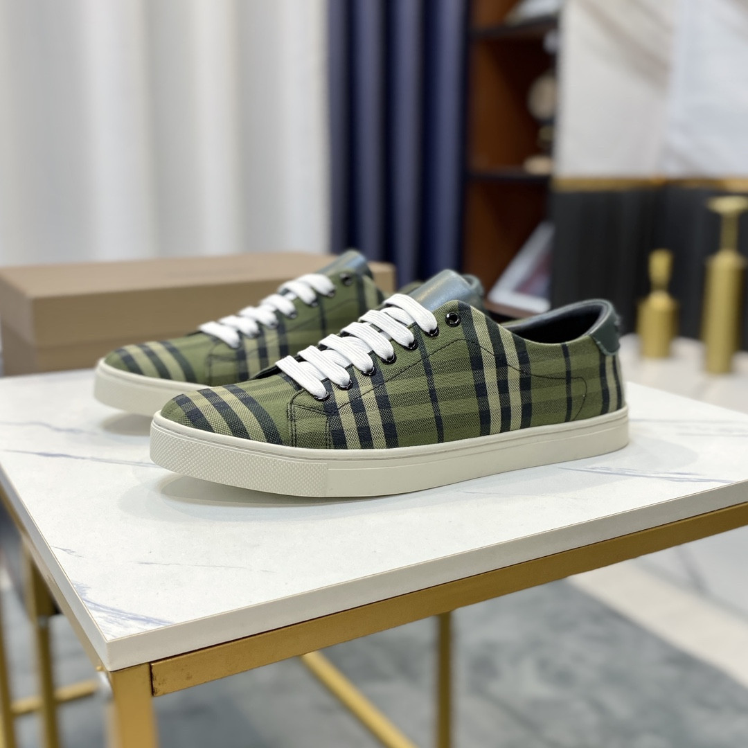 UA Burberry Check and Leather Sneakers