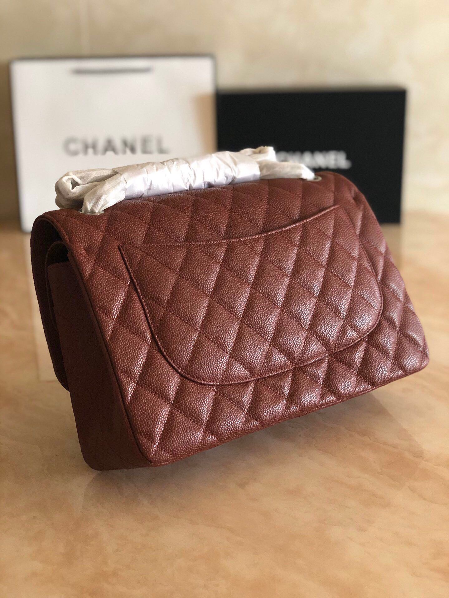 Chanel Classic Flap Jumbo 30cm CF Silver Hardware 7.6 × 11.7 × 3.9 in