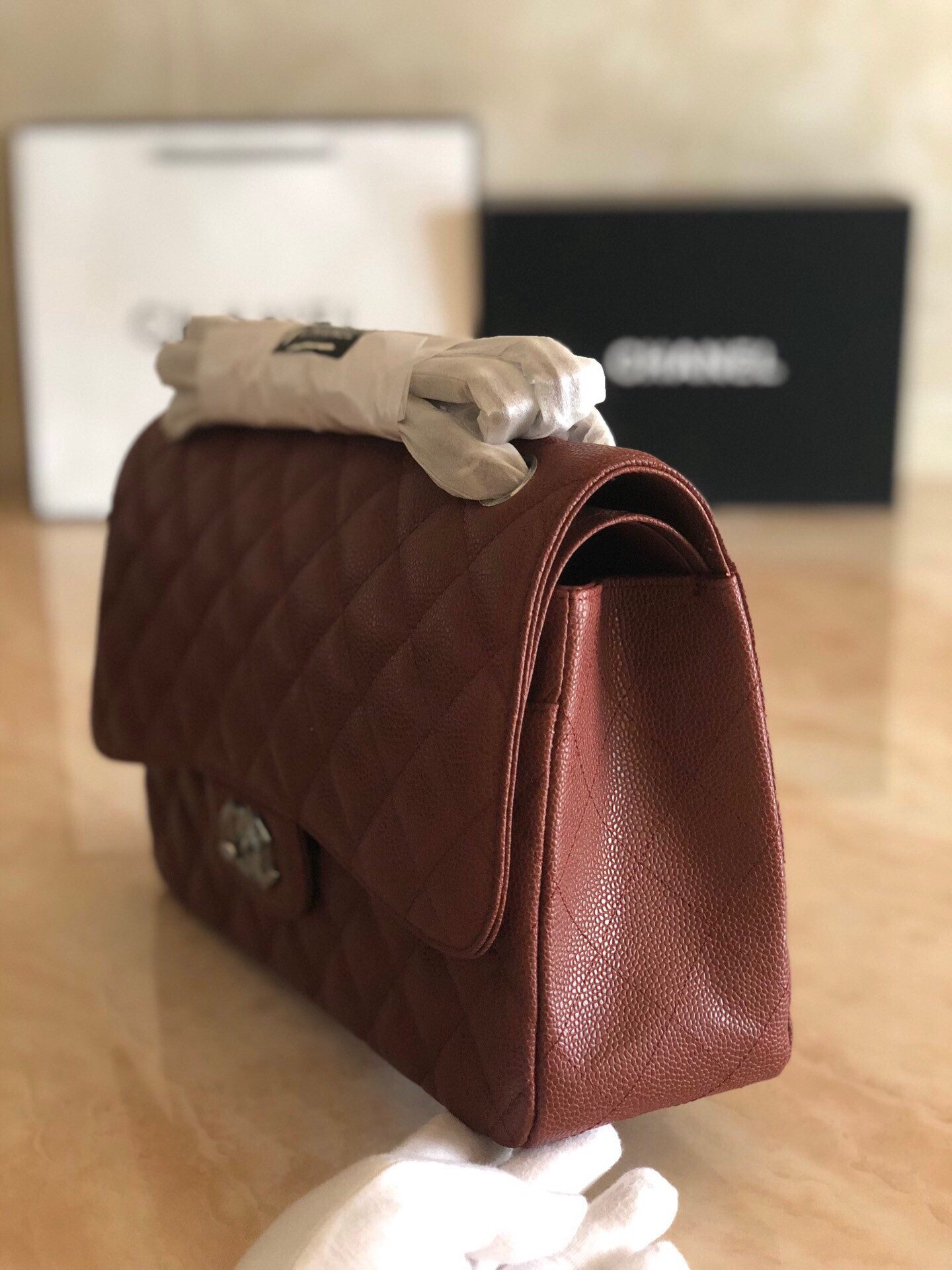 Chanel Classic Flap Jumbo 30cm CF Silver Hardware 7.6 × 11.7 × 3.9 in