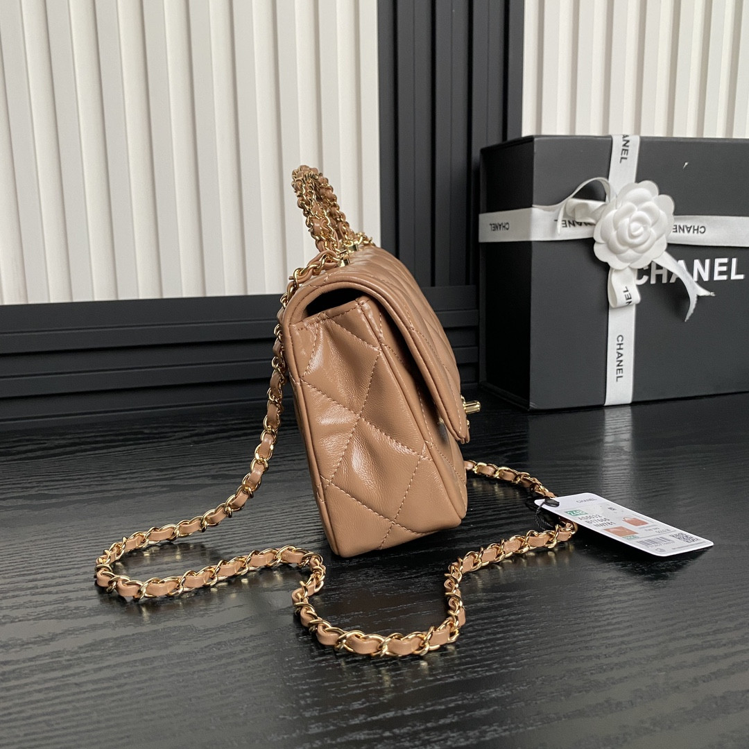 CHANEL MINI FLAP BAG WITH TOP HANDLE 14×19×8.5cm