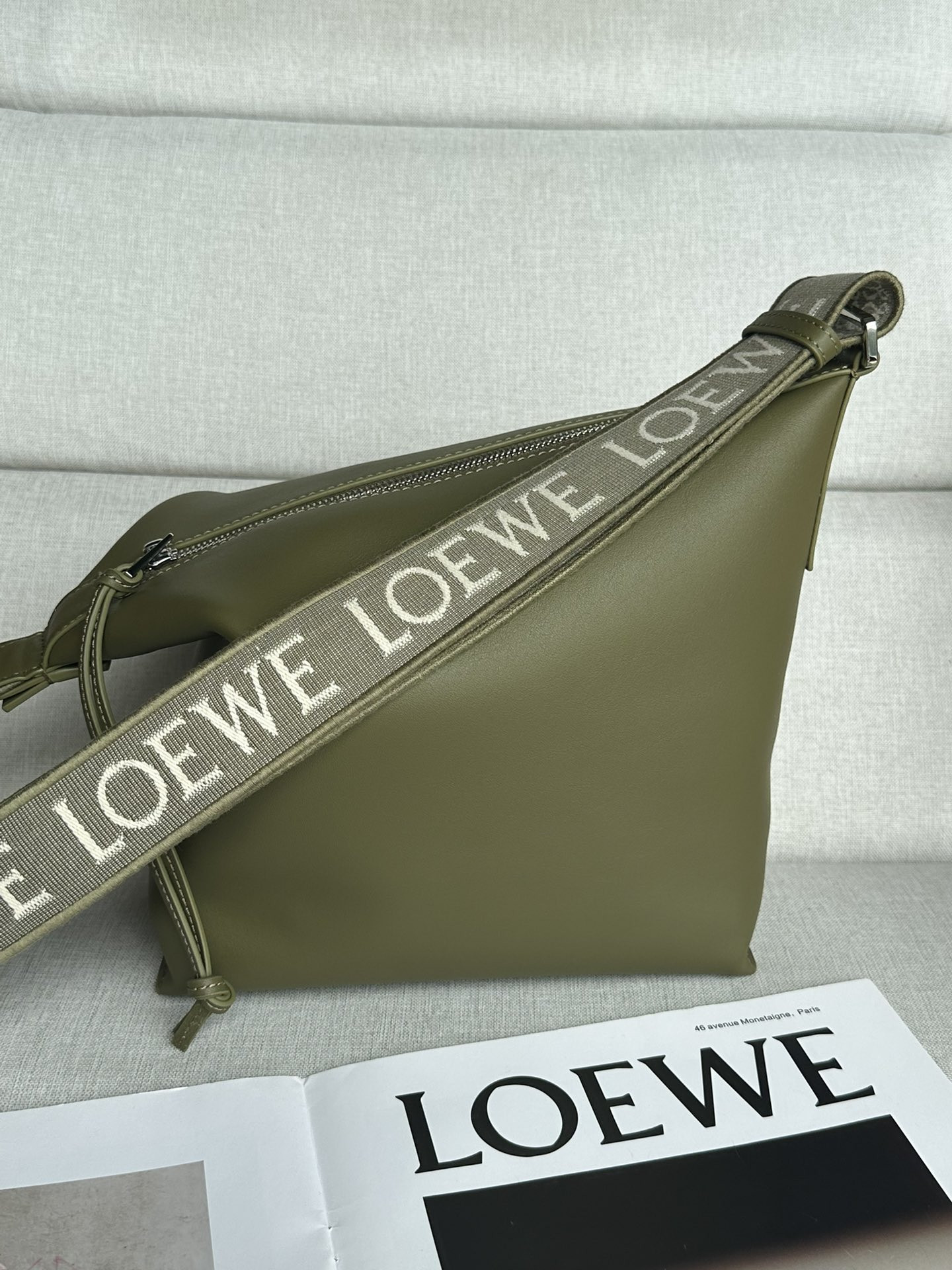LOEWE Small Cubi crossbody bag in supple smooth calfskin and jacquard 29.5x10.5x22cm