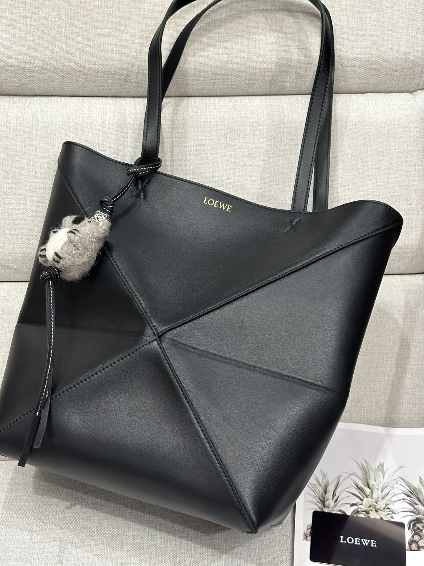 LOEWE Medium Puzzle Fold tote in shiny calfskin 25.5x14.5x31.5cm