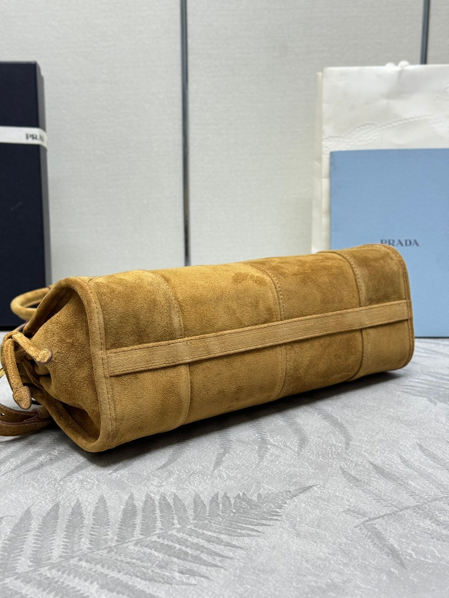 Prada Bonnie Medium Suede Handbag 32x15.5x12cm