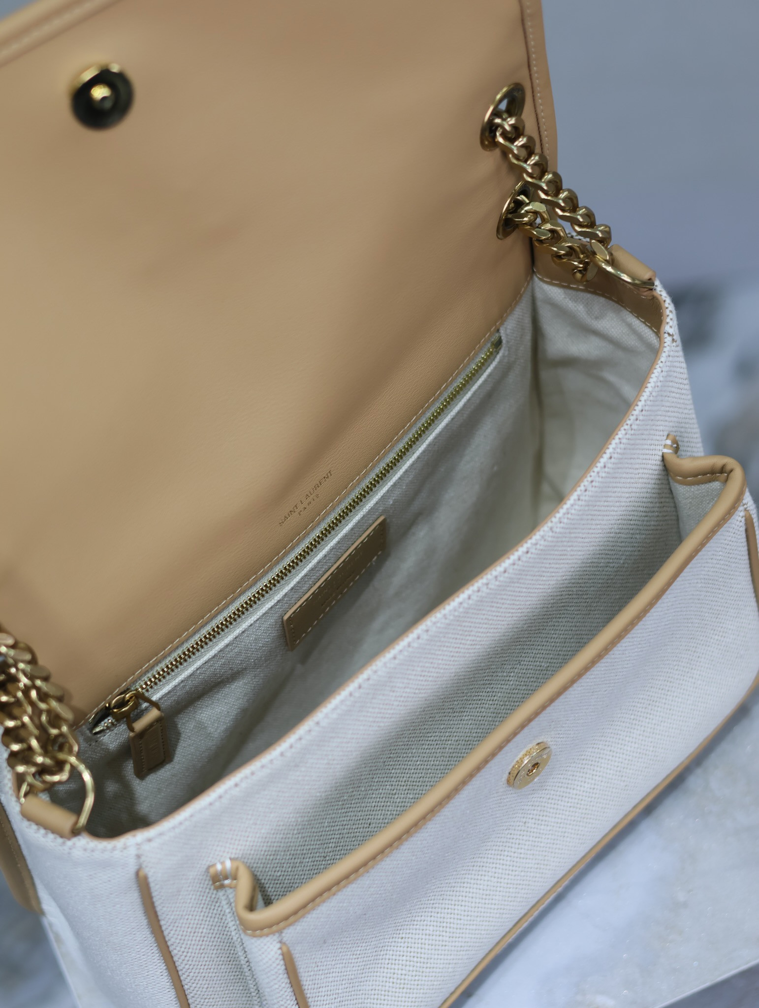 YSL NIKI MEDIUM IN Calfskin Cotton and Linen 28x20x8.5cm