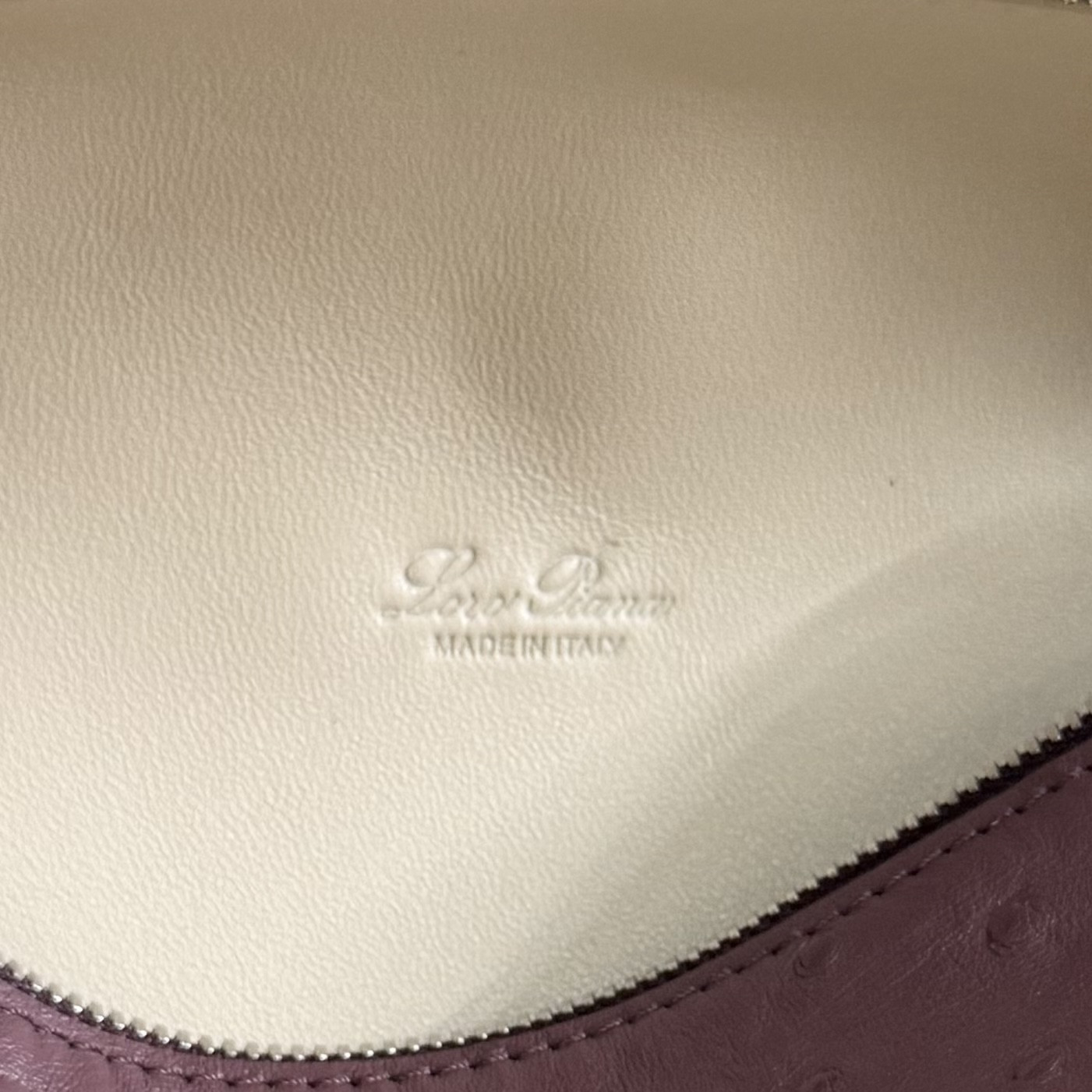 Loro Piana Extra Pocket L19 Ostrich-grained Leather 11 x 19 x 6.5 cm