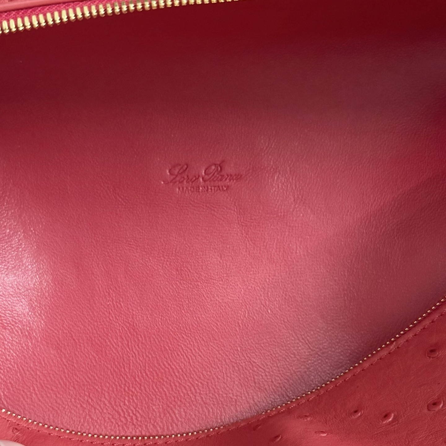 Loro Piana Extra Pocket L27 Ostrich-grained Leather 16x27x10cm